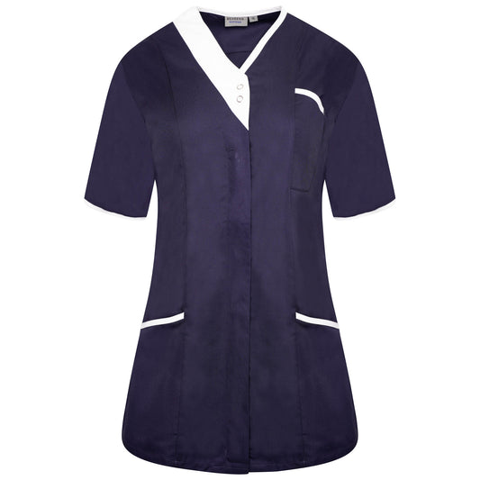 Asymmetrical Ladies Tunic - Navy/White Trim - 12