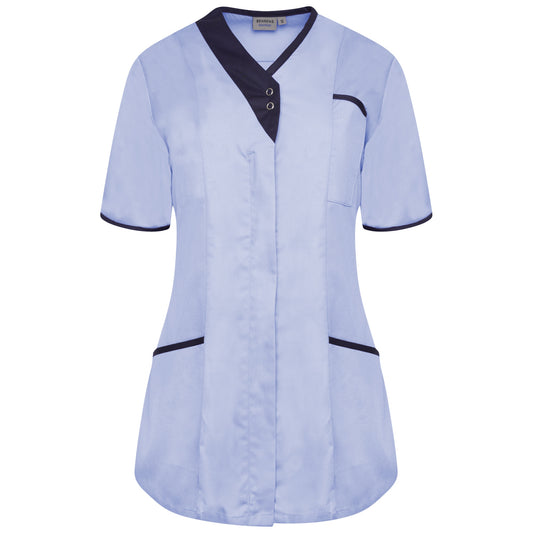 Asymmetrical Ladies Tunic - Sky/Navy Trim - 14