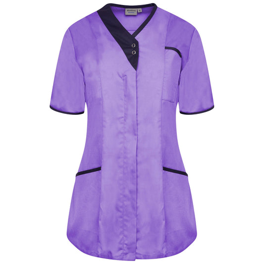 Asymmetrical Ladies Tunic - Purple/Navy Trim - 24