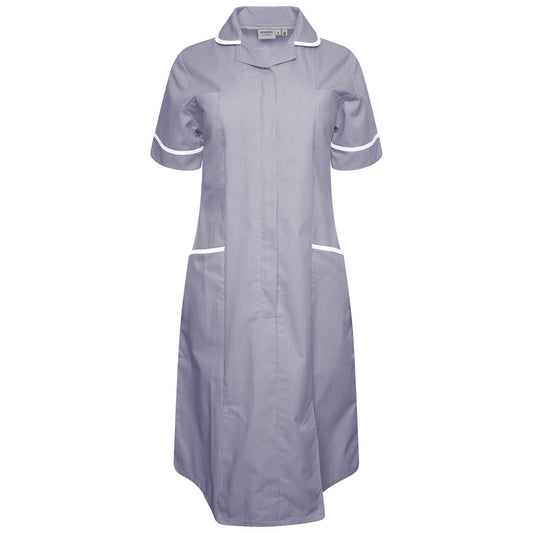Ladies Dress. Colour: Navy/White Stripe/White Trim. Size: 4R. 65% Poly 35% Cotton