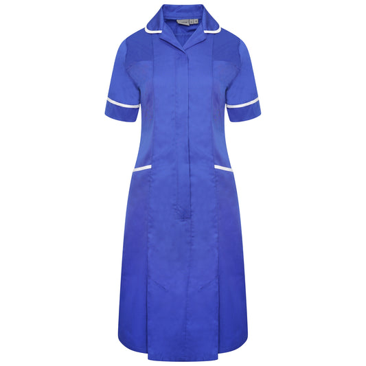Ladies Dress with Round Collar - Royal/White Trim - 6 - Regular