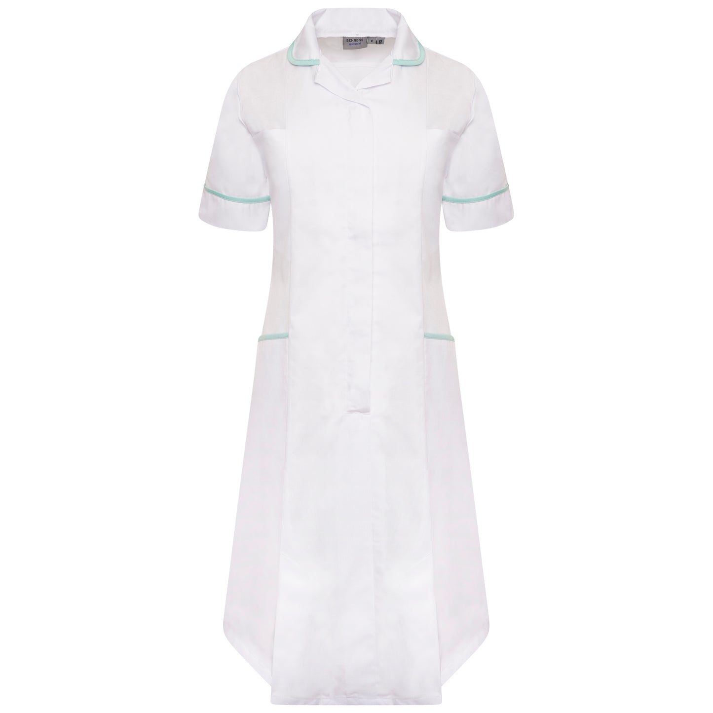 Ladies Dress with Round Collar - White/Eau de Nil Trim - 30 - Tall