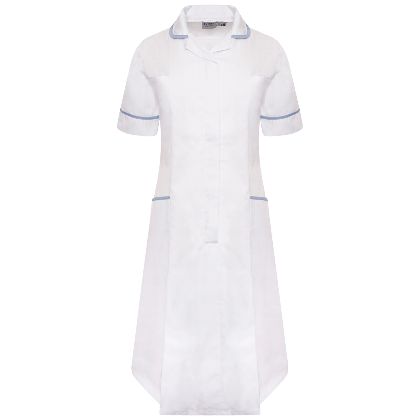 Ladies Dress with Round Collar - White/Sky Trim - 22 - Regular