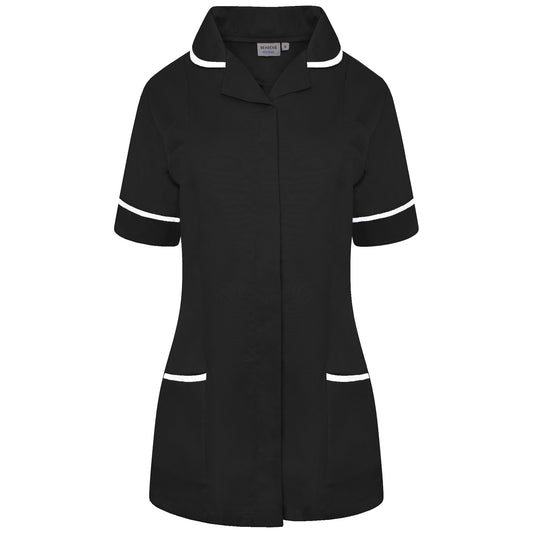 Ladies Tunic with Round Collar - Black/White Trim - 12