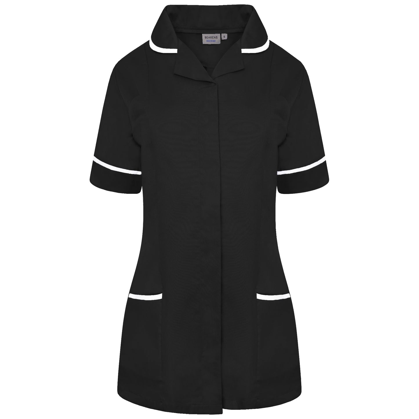 Ladies Tunic with Round Collar - Black/White Trim - 16