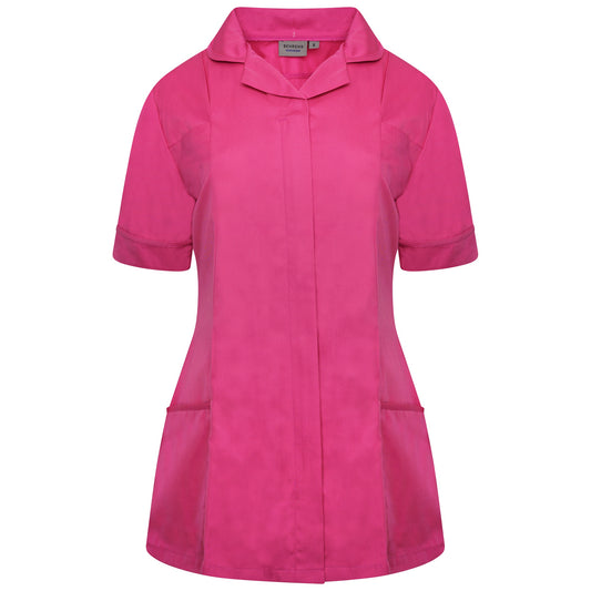 Ladies Tunic with Round Collar - Bright Pink/Bright Pink Trim - 24