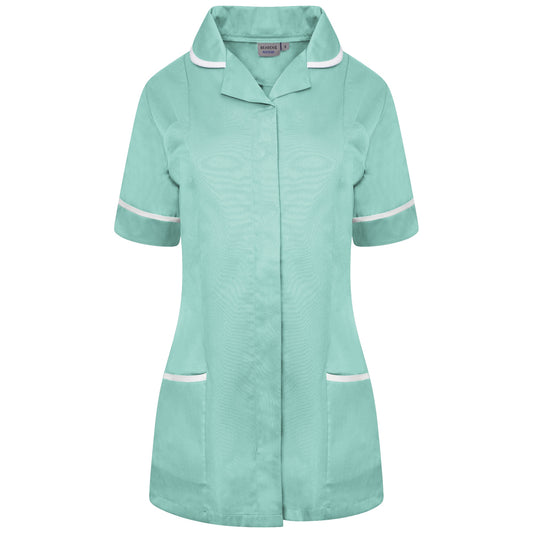 Ladies Tunic with Round Collar - Eau de Nil/White Trim - 8