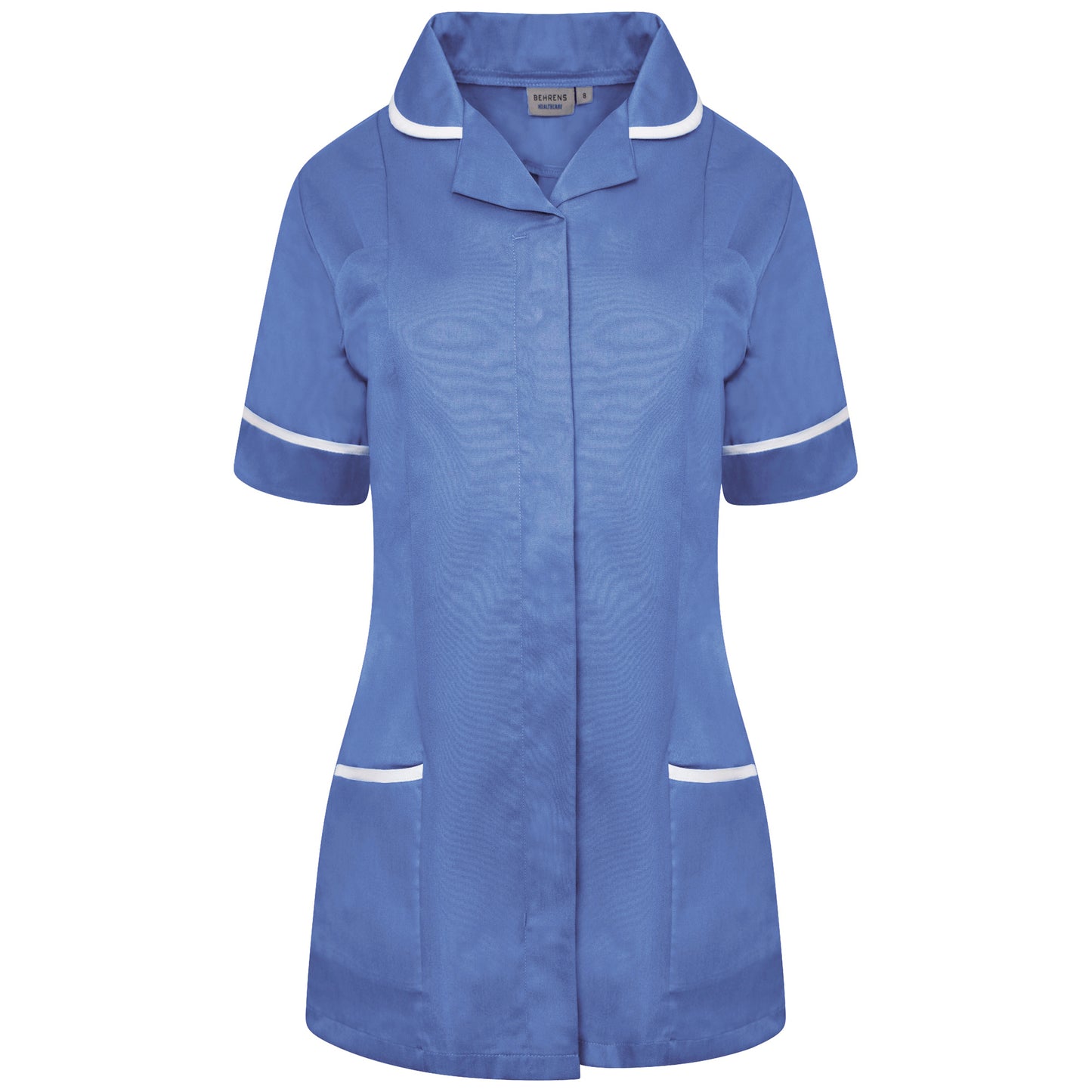 Ladies Tunic with Round Collar - Metro Blue/White Trim - 14