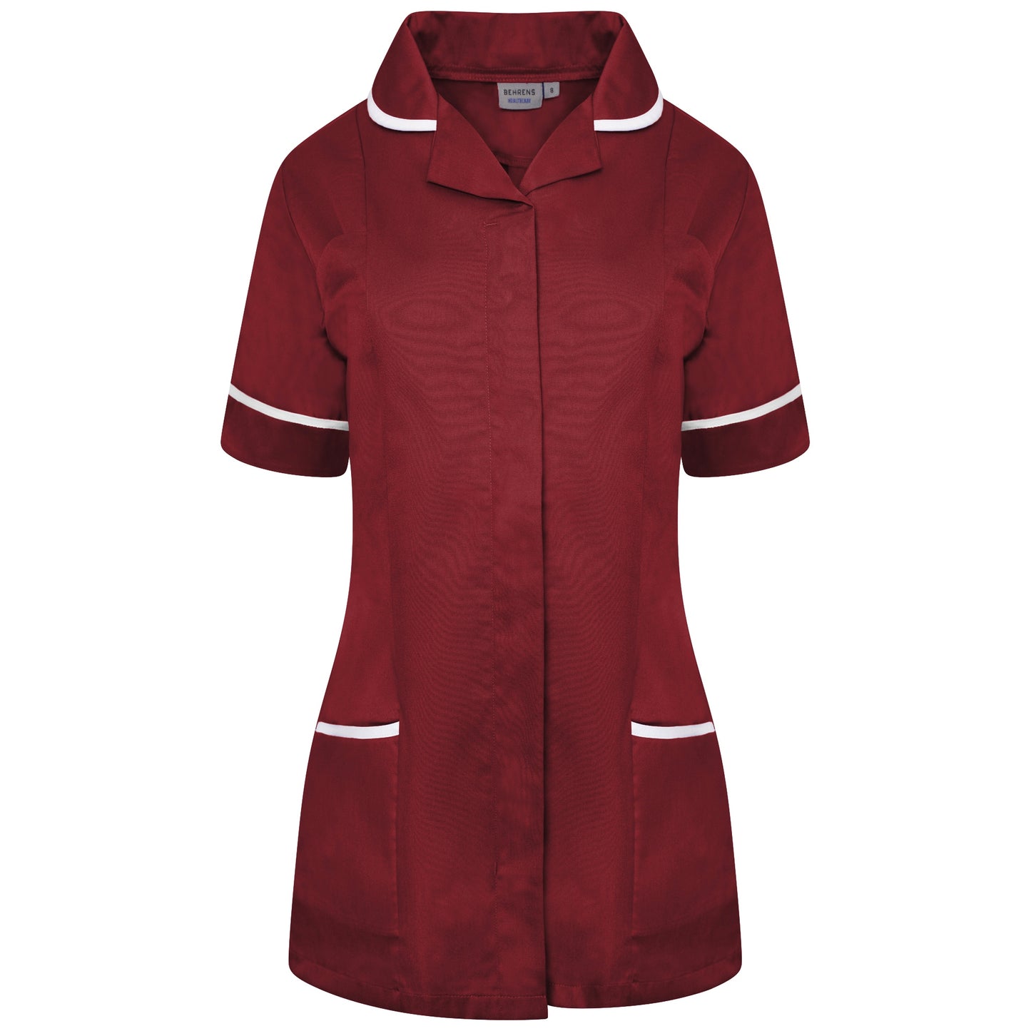 Ladies Tunic with Round Collar - Maroon/White Trim - 8