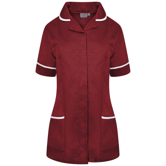 Ladies Tunic with Round Collar - Maroon/White Trim - 8