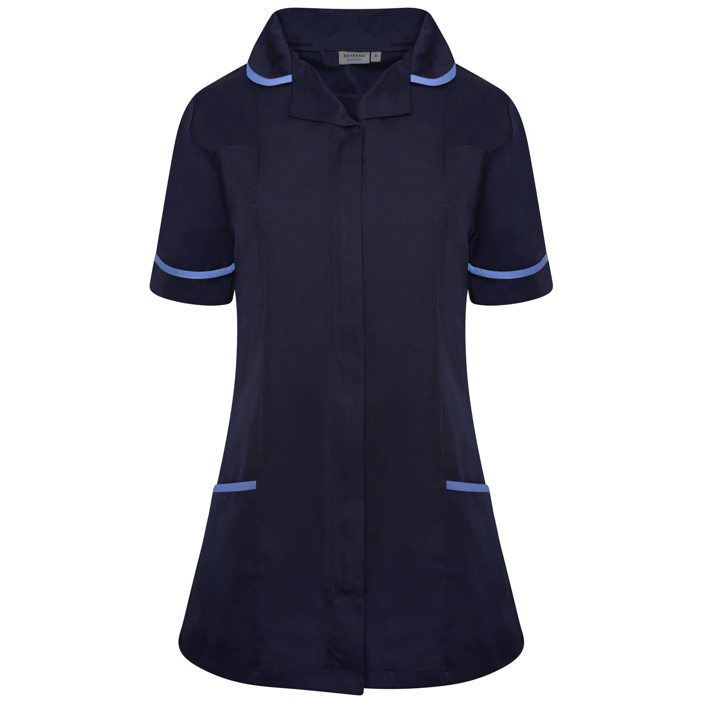 Ladies Tunic with Round Collar - Navy/Hospital Blue Trim - 20
