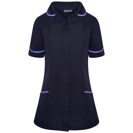 Ladies Tunic with Round Collar - Navy/Hospital Blue Trim - 20