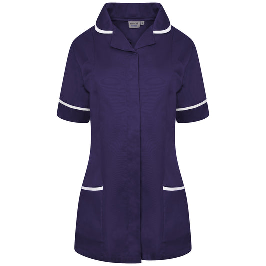 Ladies Tunic with Round Collar - Navy/White Trim - 16