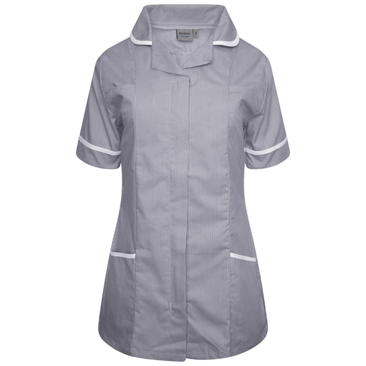Ladies Tunic with Round Collar - Navy/White Stripe/White Trim - 30