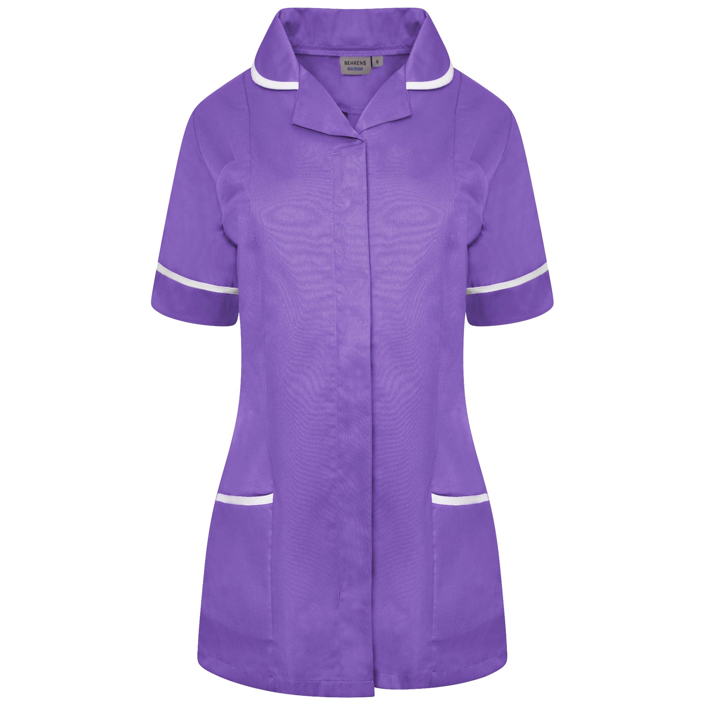 Ladies Tunic with Round Collar - Purple/White Trim - 8