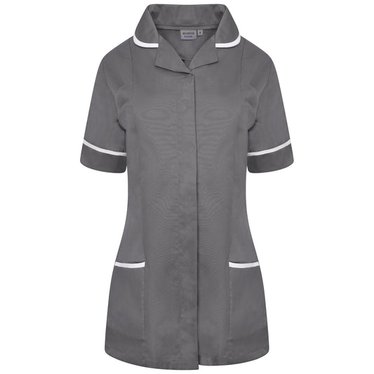 Ladies Tunic with Round Collar - Storm Grey/White Trim - 24