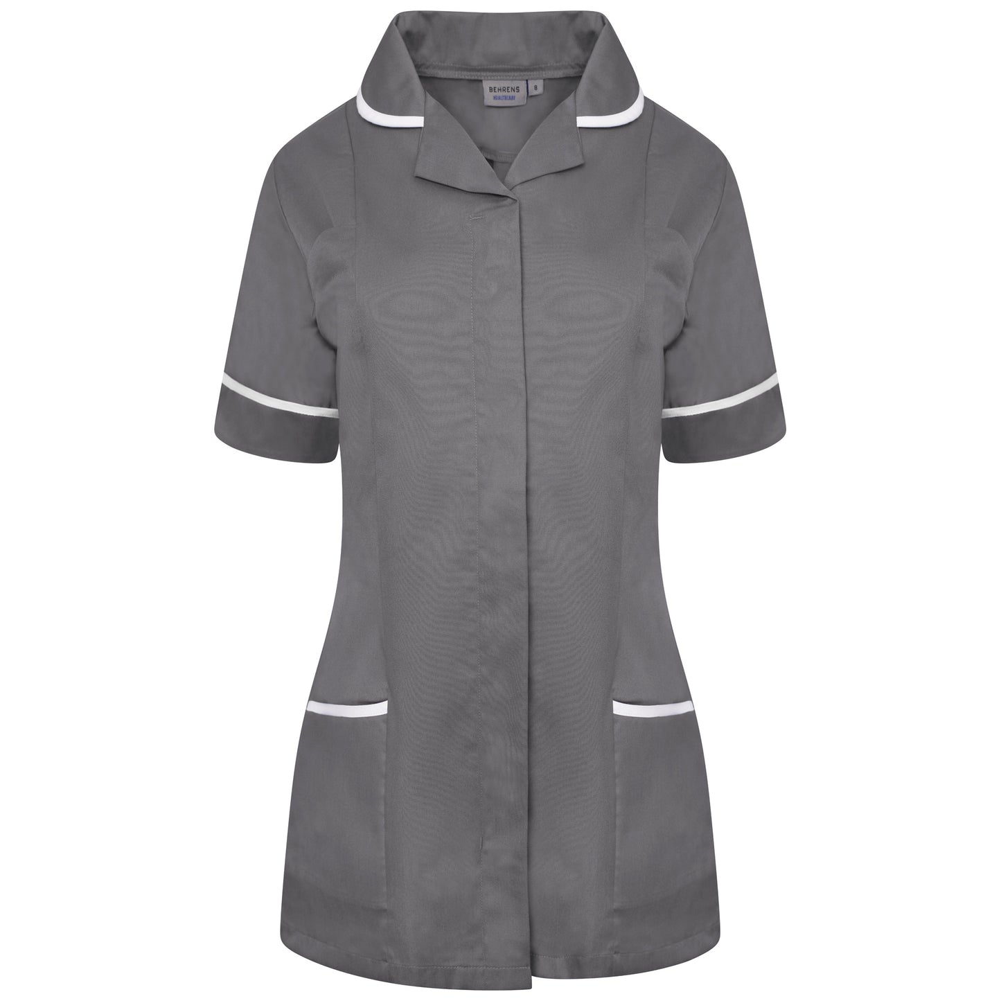 Ladies Tunic with Round Collar - Storm Grey/White Trim - 28