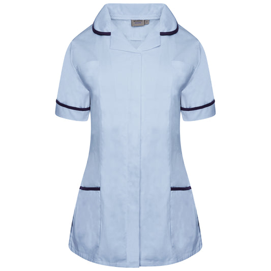 Ladies Tunic with Round Collar - Sky/Navy Trim - 22