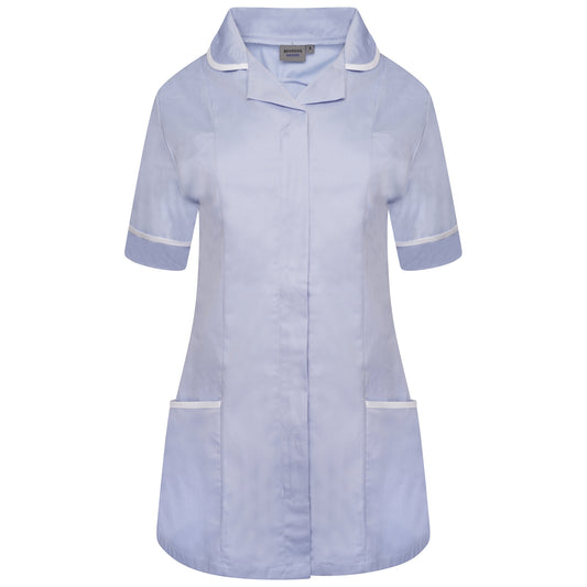 Ladies Tunic with Round Collar - Sky/White Trim - 22