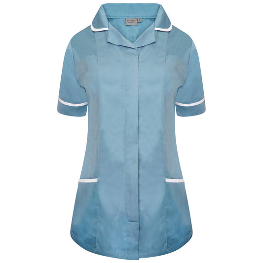 Ladies Tunic with Round Collar - Teal/White Trim - 12