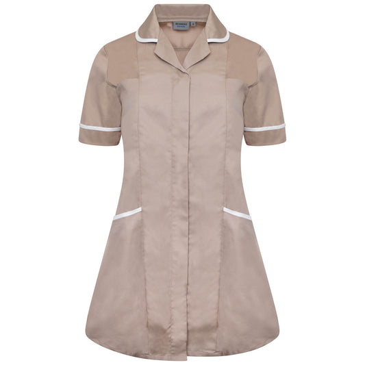 Ladies Materity Tunic - Biscuit/White Trim - 14