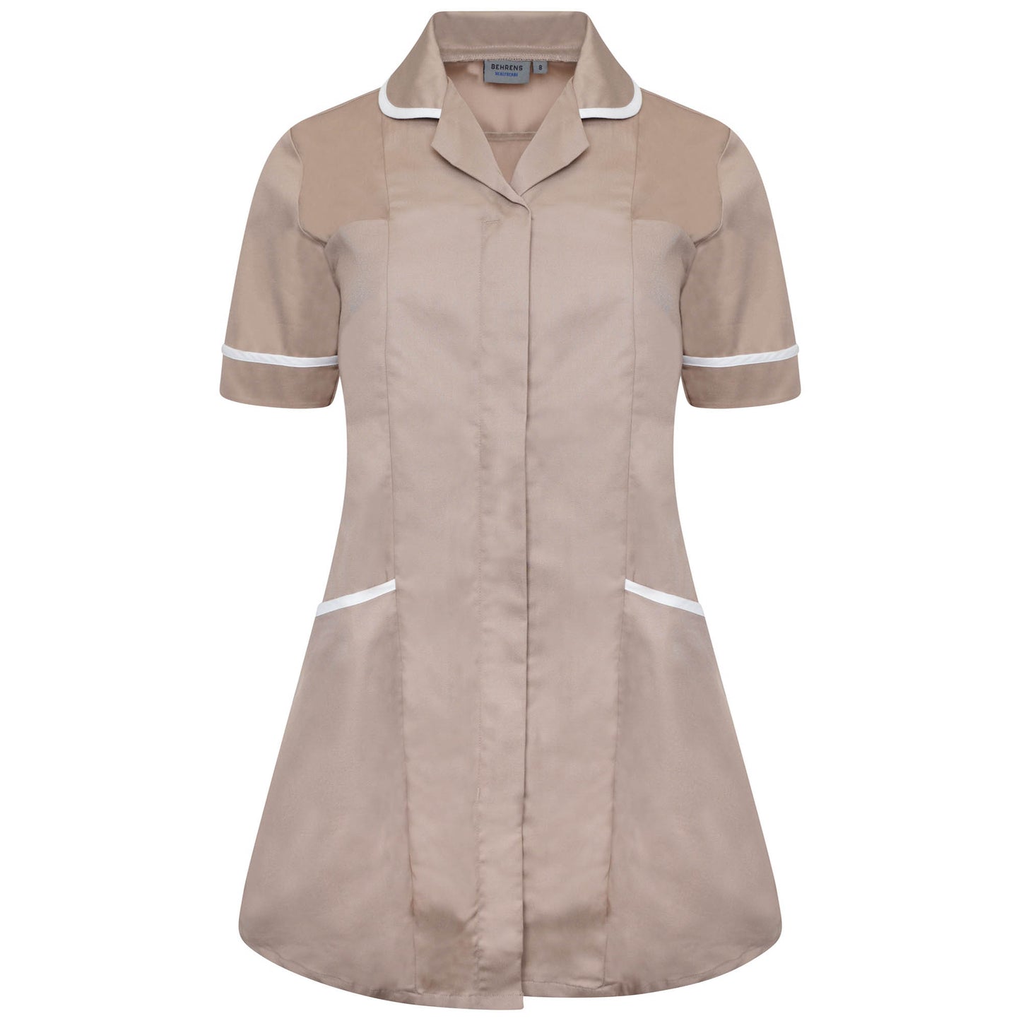 Ladies Materity Tunic - Biscuit/White Trim - 12
