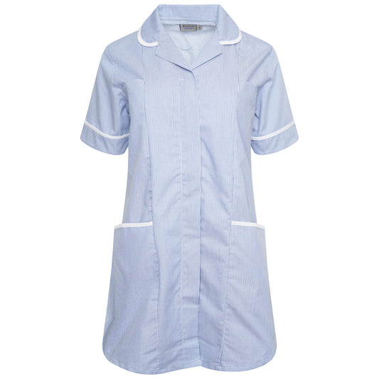 Ladies Materity Tunic - Blue/White Stripe/White Trim - 28