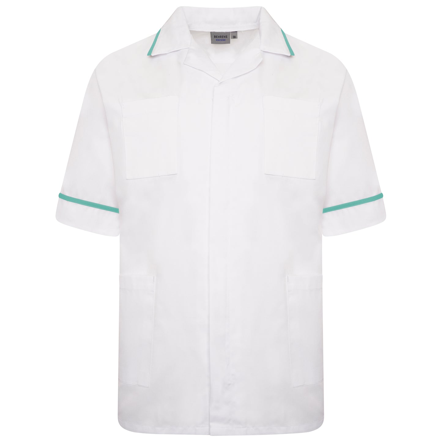 Male Tunic - White/Eau de Nil Trim - 46