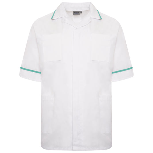 Male Tunic - White/Eau de Nil Trim - 46