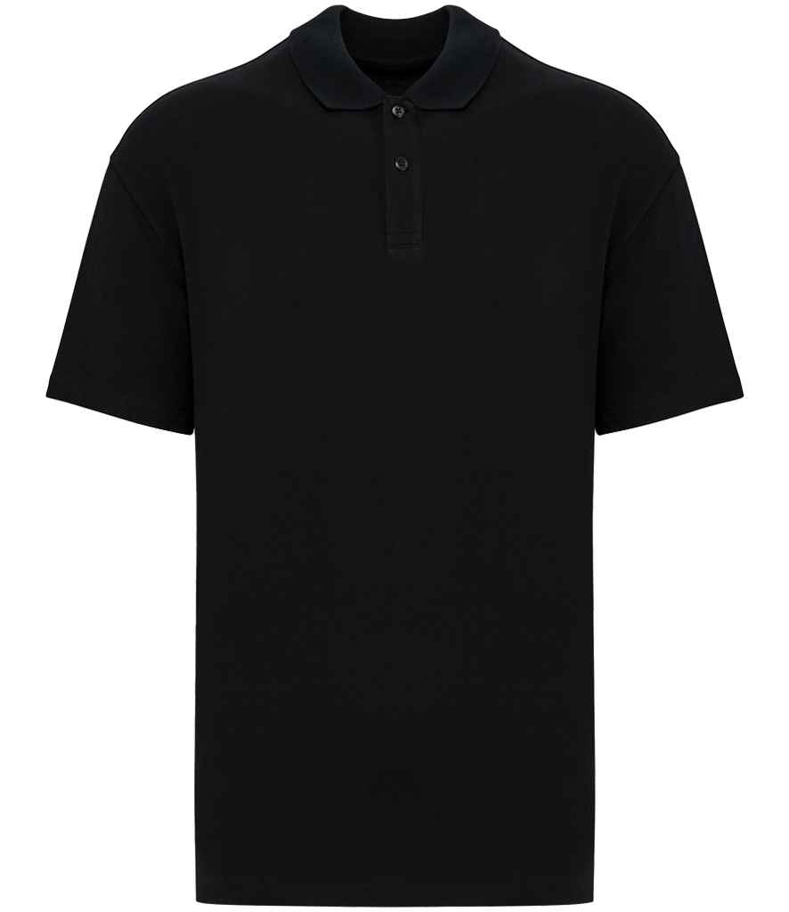 Native Spirit Drop Shoulder Piqué Polo Shirt | Black