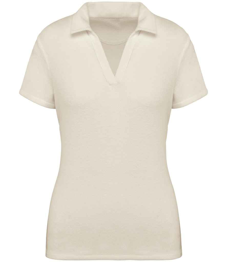 Native Spirit Ladies Terry Towel Polo Shirt | Ivory