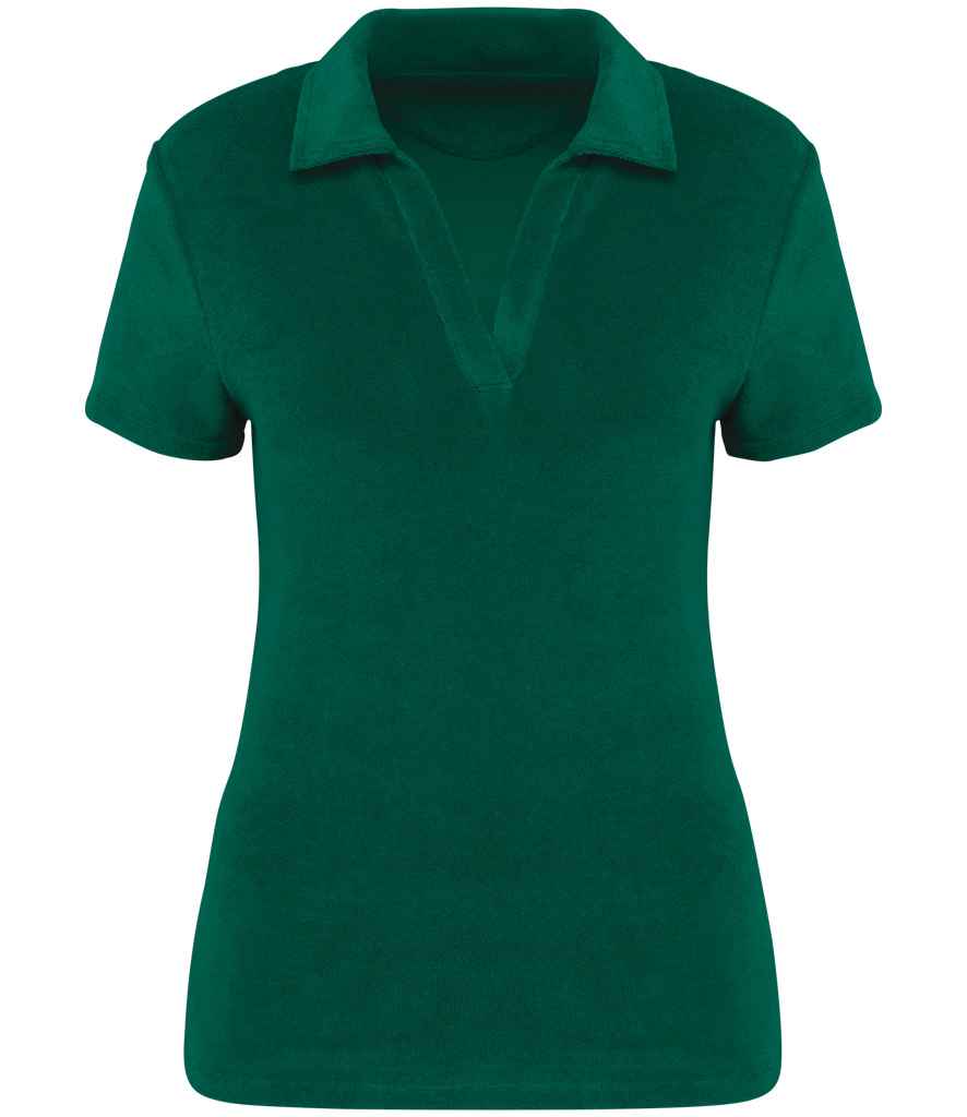 Native Spirit Ladies Terry Towel Polo Shirt | Malachite Green