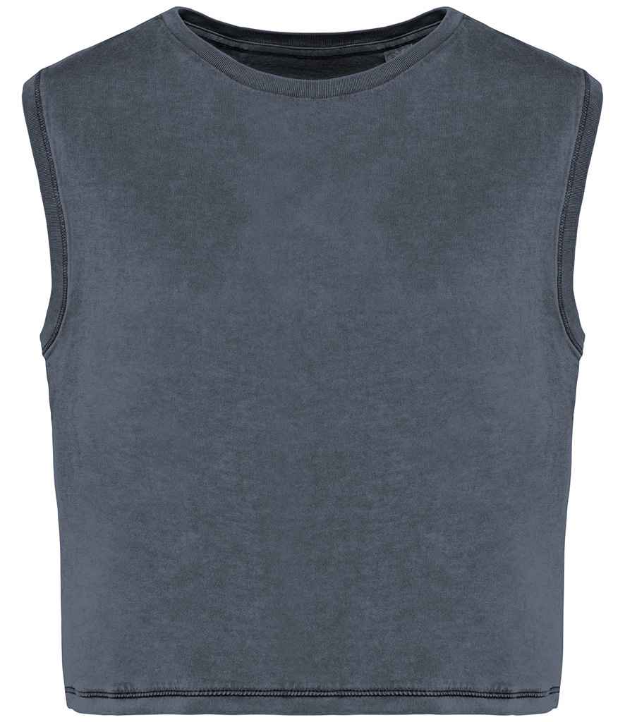 Native Spirit Ladies Cropped Tank Top | Washed Mineral Grey