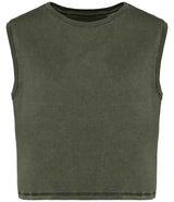 Native Spirit Ladies Cropped Tank Top | Washed Organic Khaki thumbnail 1