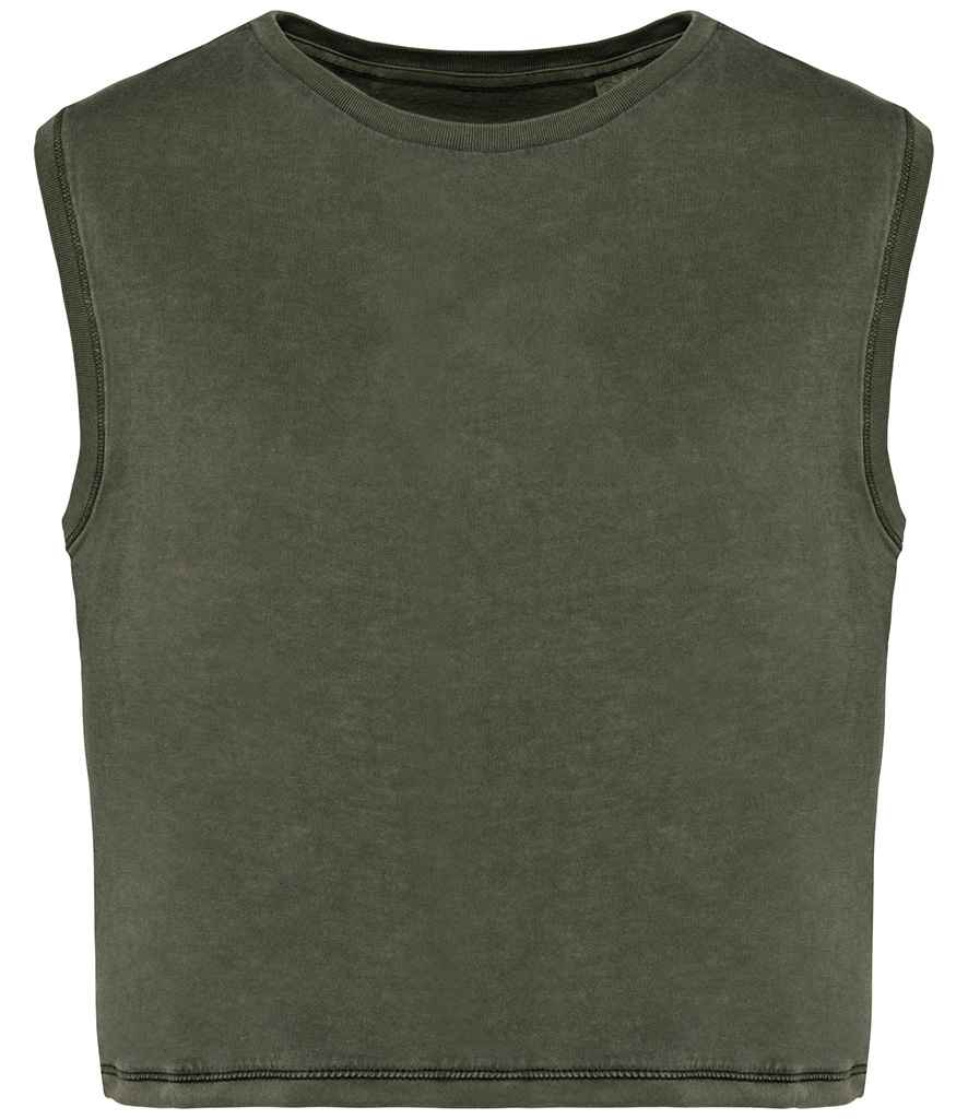 Native Spirit Ladies Cropped Tank Top | Washed Organic Khaki