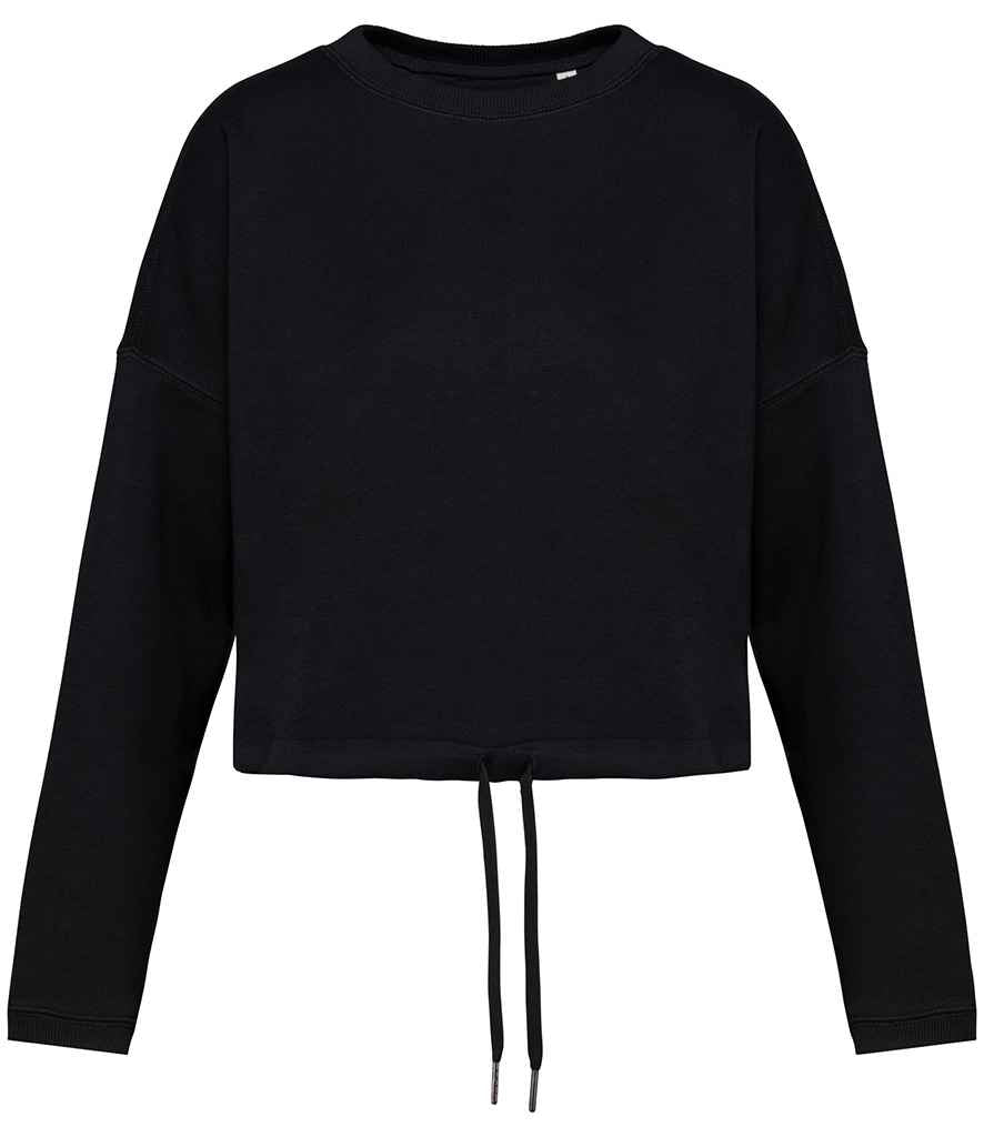 Native Spirit Ladies Oversized Cropped Sweatshirt | Black