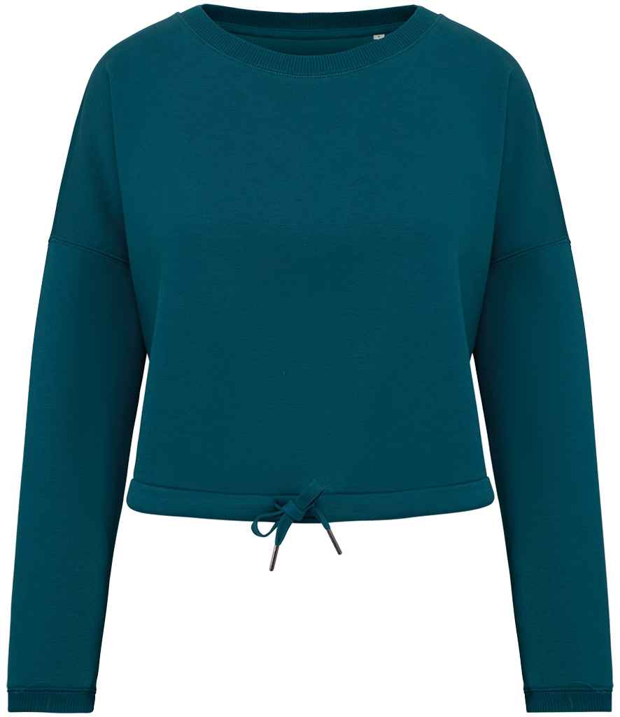 Native Spirit Ladies Oversized Cropped Sweatshirt | Peacock Green