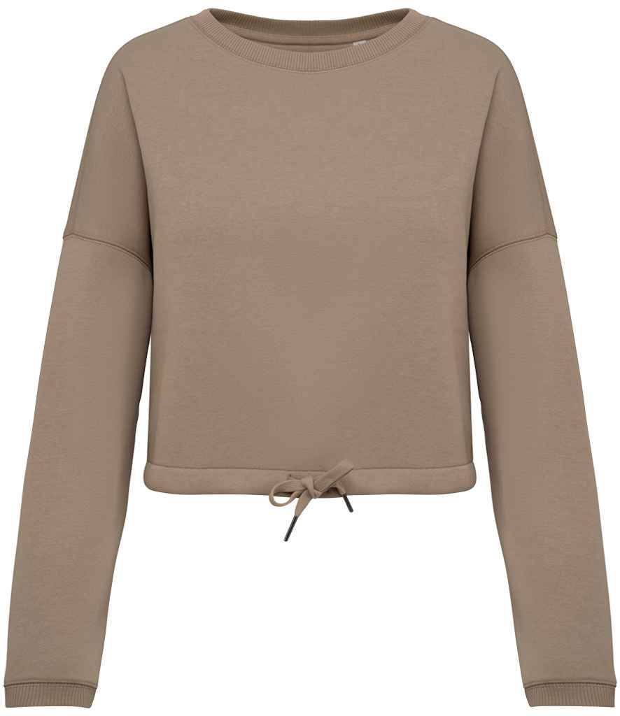 Native Spirit Ladies Oversized Cropped Sweatshirt | Wet Sand