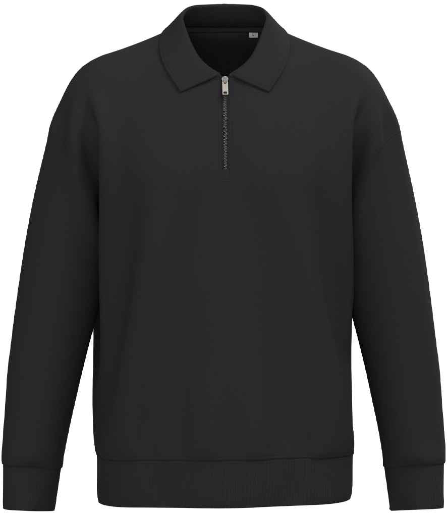 Native Spirit Unisex 1/4 Zip Sweatshirt with Polo Collar | Black