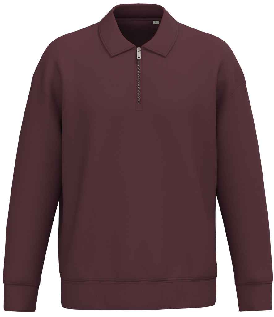 Native Spirit Unisex 1/4 Zip Sweatshirt with Polo Collar | Dark Cherry