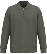 Native Spirit Unisex 1/4 Zip Sweatshirt with Polo Collar | Organic Khaki thumbnail 1