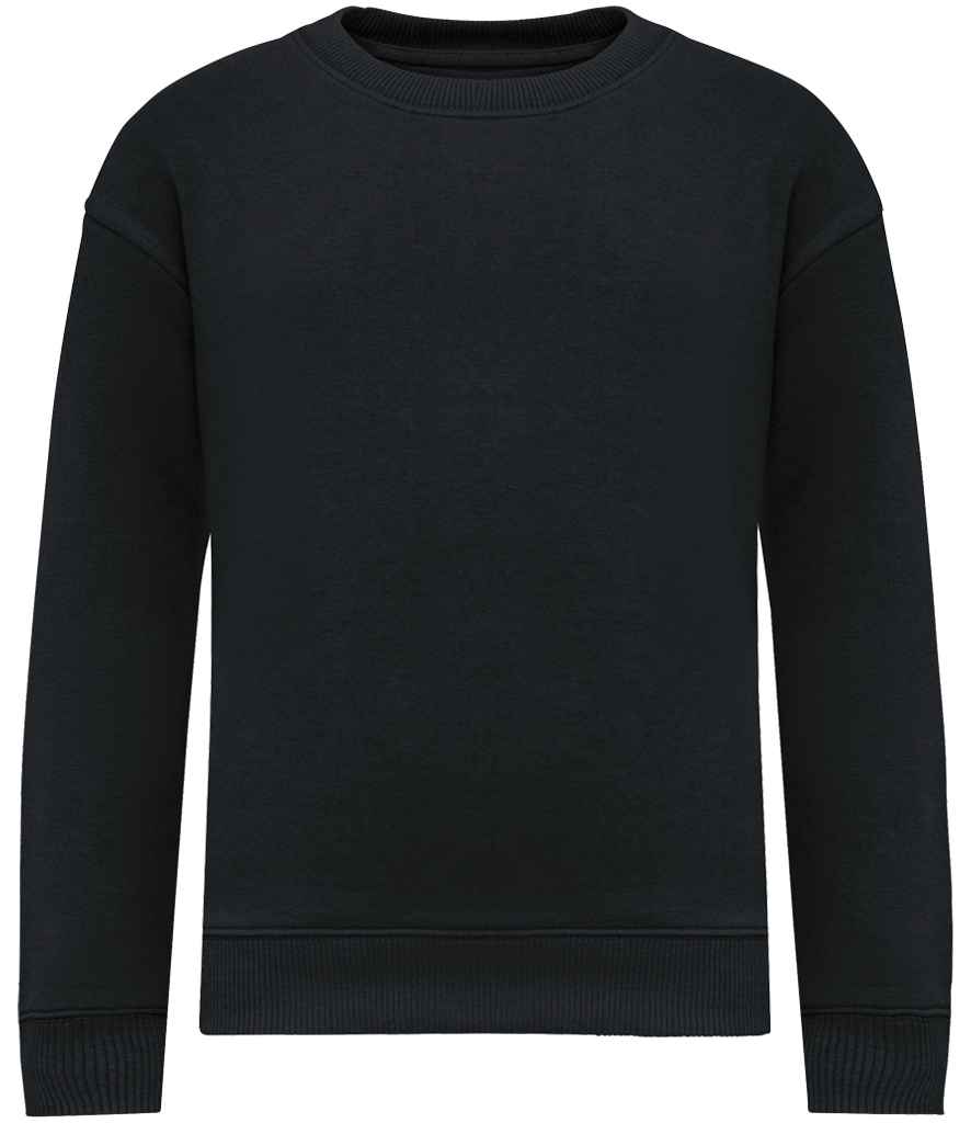 Native Spirit Kids Oversized Round Neck Sweatshirt | Black