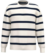 Native Spirit Unisex Striped Crew Neck Sweatshirt | Ivory/Navy Stripes thumbnail 1