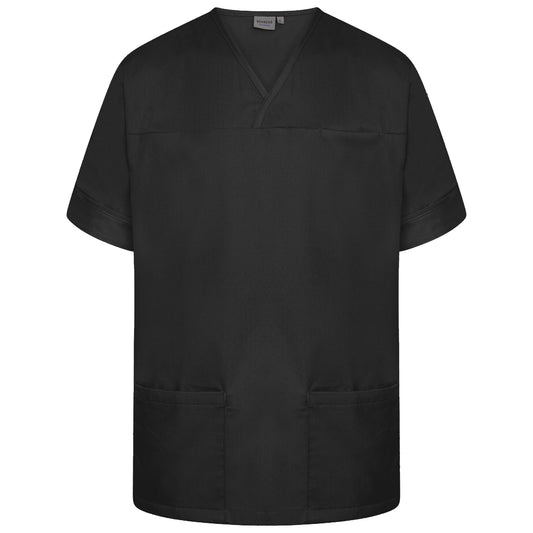 Plain Smart Scrub Top - Black - XS