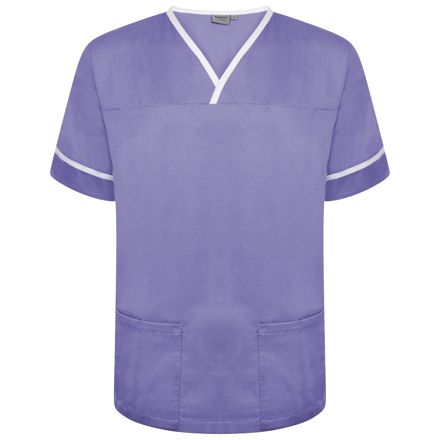 Contrast Trim Smart Scrub Top - Lilac/White Trim - M
