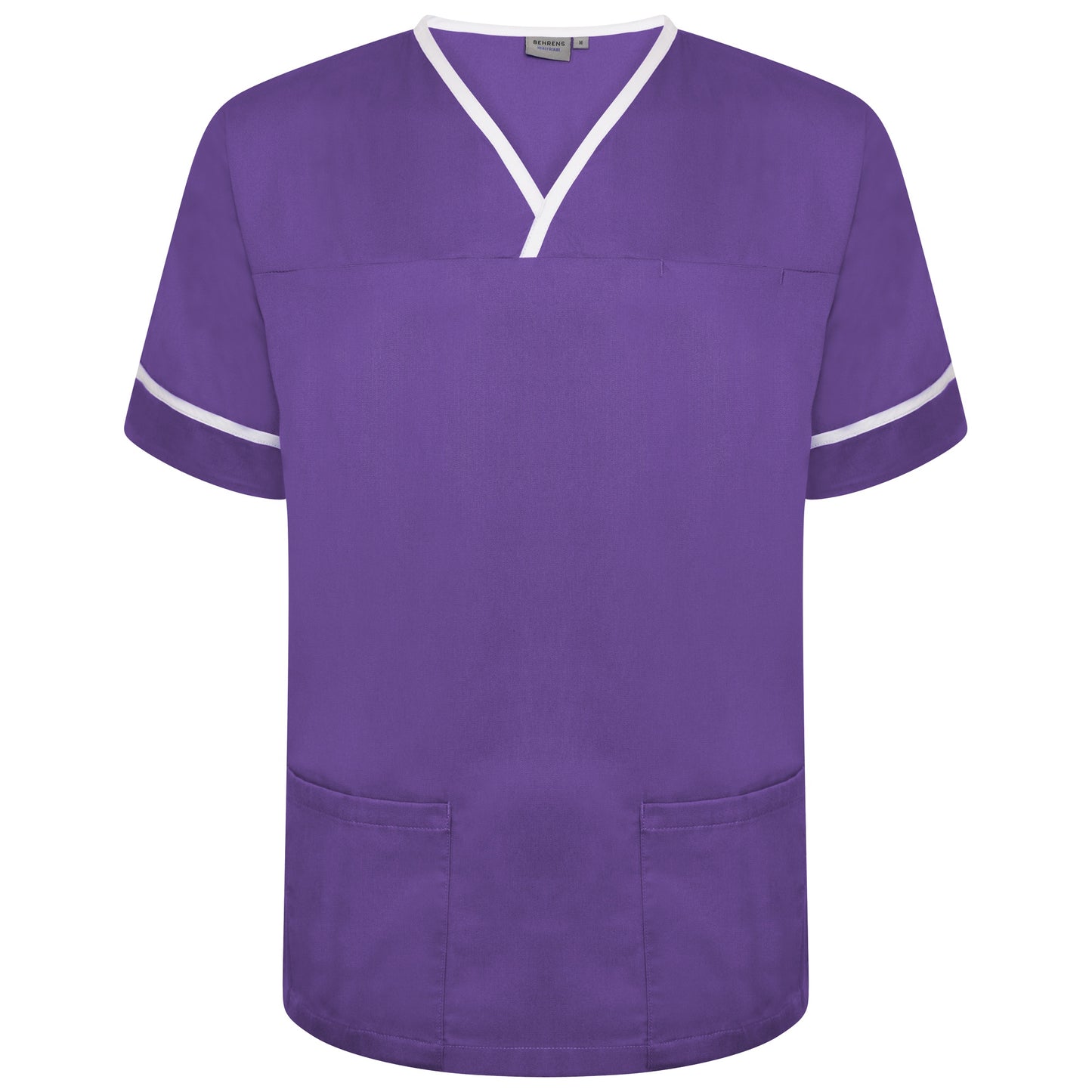 Contrast Trim Smart Scrub Top - Purple/White Trim - XS