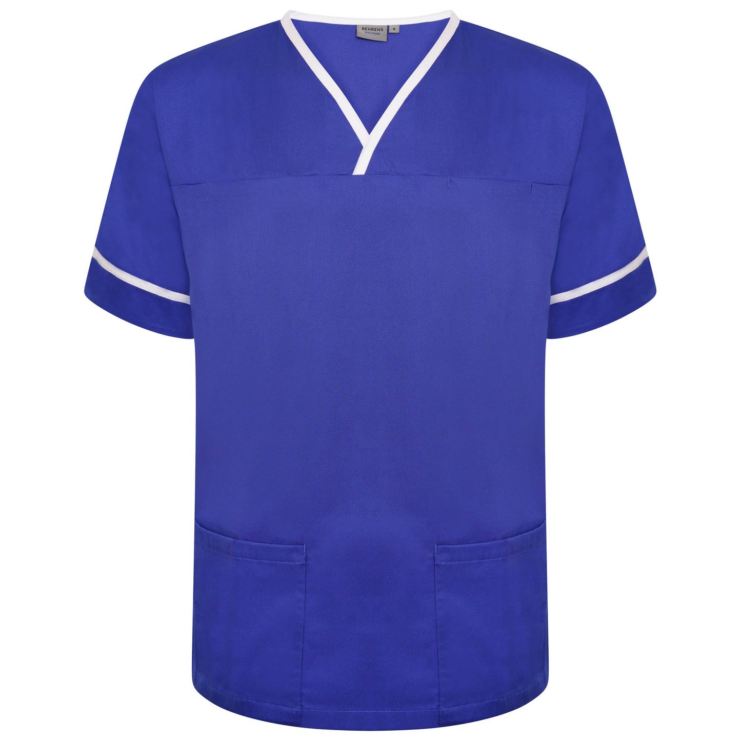 Contrast Trim Smart Scrub Top - Royal/White Trim - L