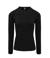 Premier Ladies Long John Roll Sleeve T-Shirt | Black thumbnail 1