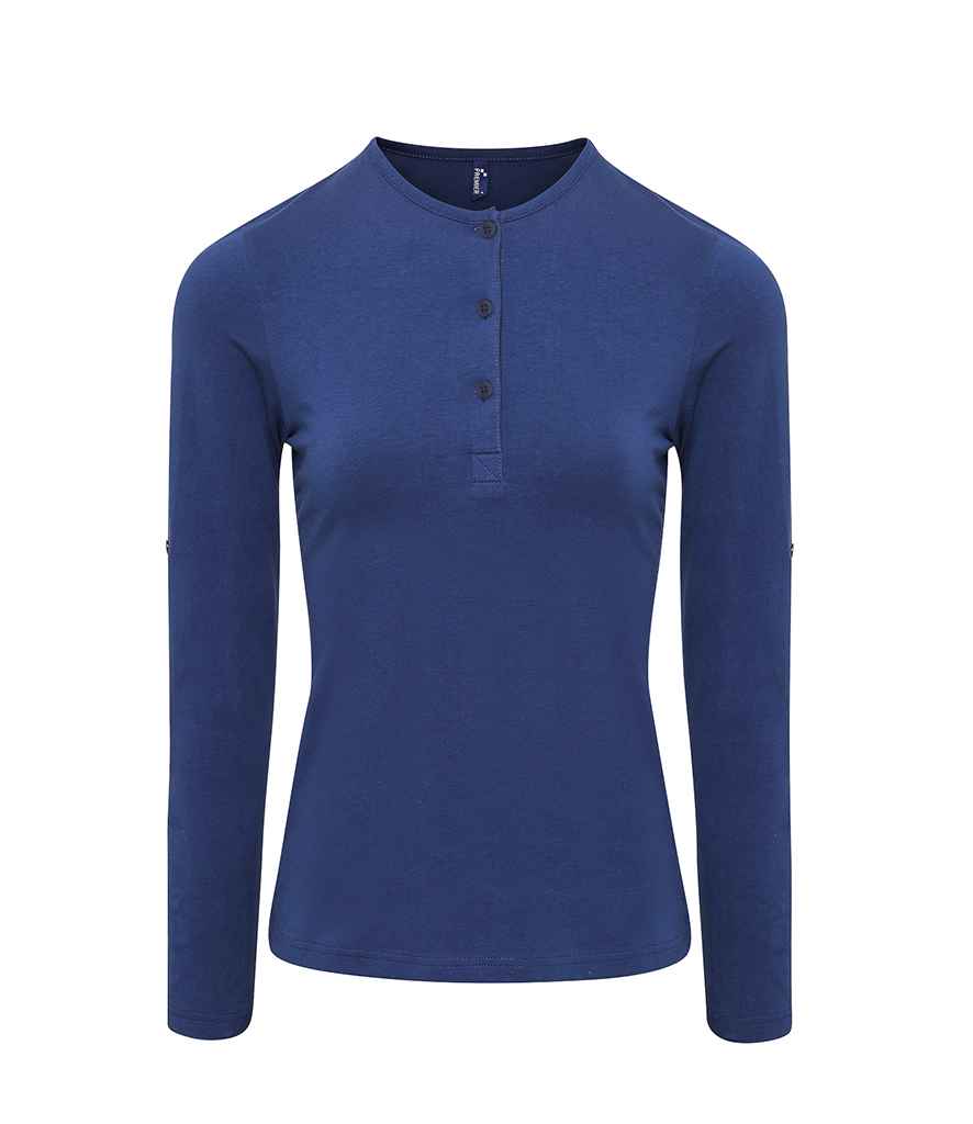 Premier Ladies Long John Roll Sleeve T-Shirt | Indigo Denim