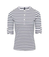 Premier Ladies Long John Roll Sleeve T-Shirt | White/Navy thumbnail 2